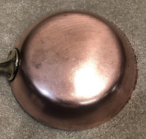 Vintage 1801 Paul Revere Ware Copper Oval Skillet Fry Pan Brass Handle Dia 8.5” - Picture 5 of 9