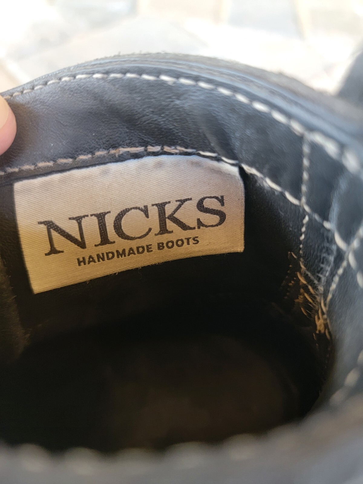 Nicks Boots Urban Logger 9D Black Roughout Waxed Flesh Leather 8 inch