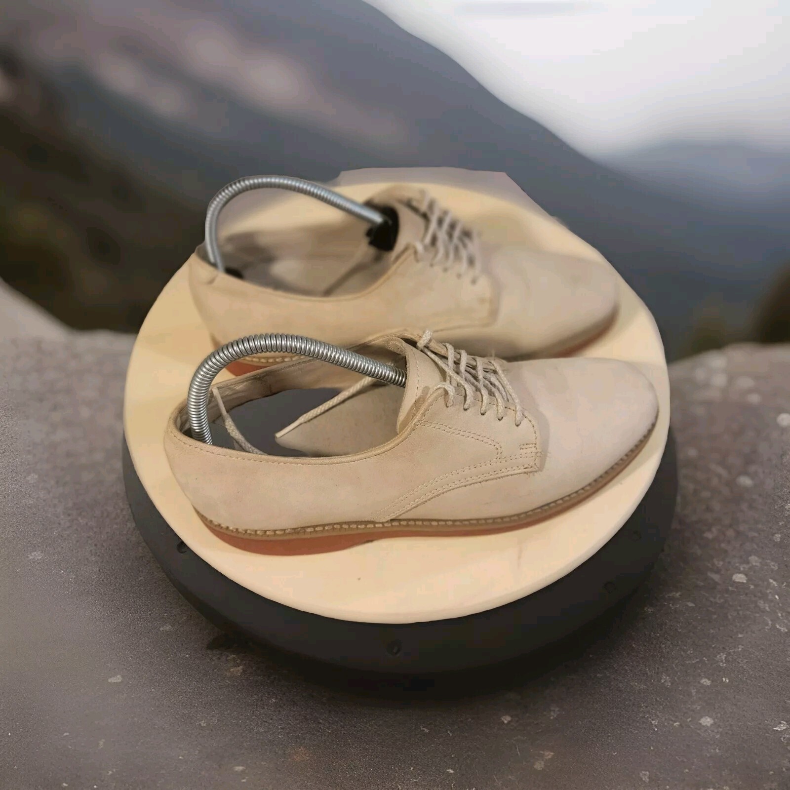 SAOLA Scarpe Oxford DEXTER da uomo 8 5 beige marrone punta rotonda stringate suola rossa leggera