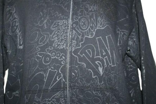 RARE 10 Deep Men's Full Zip Black BAM POW Graffiti Hoodie Sweatshirt Jacket - Picture 5 of 8