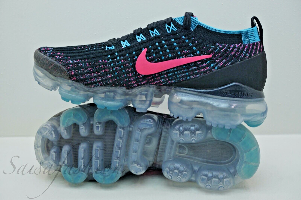 Size 5 - Nike Air VaporMax Flyknit 3 Black Hyper Pink Blue W for