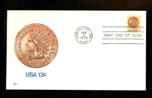 US FDC #1734 Cover Craft 1978 Kansas City MO Indian Head Penny Cent Coin