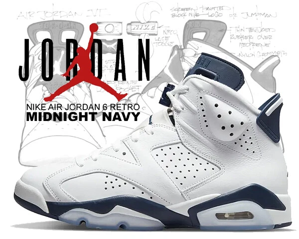 NIKE AIR JORDAN 6 RETRO white/midnight navy Men US9 | eBay