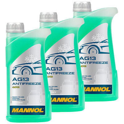 Kühlerfrostschutz MANNOL Hightec Antifreeze 3x 1 Liter Fertiggemisch -40°C grün