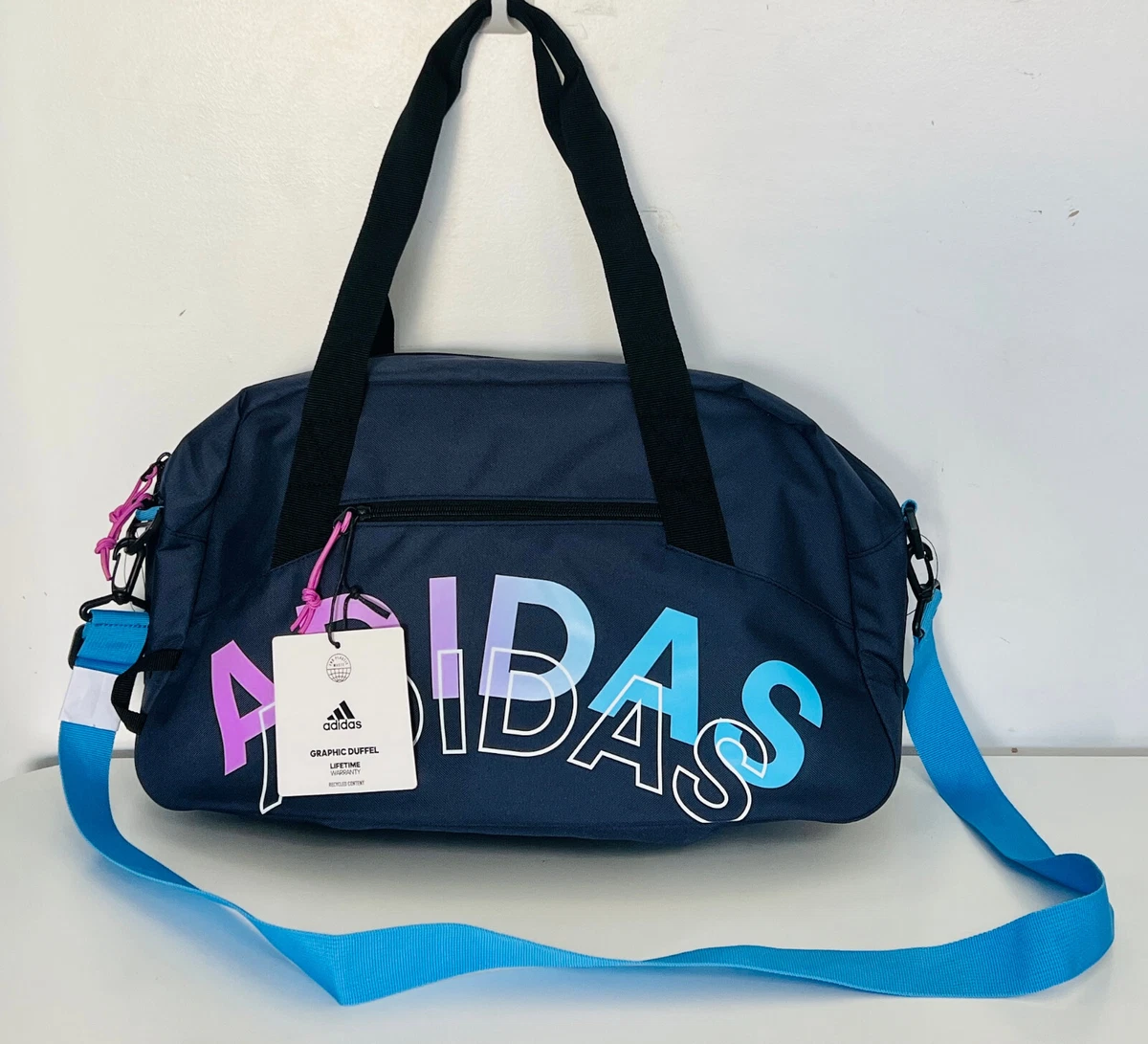 ADIDAS GRAPHIC WEEKENDER TRAVEL LUGGAGE DUFFEL DUFFLE TOTE BAG SHADOW NAVY BLUE