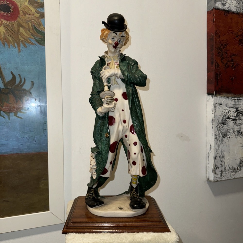 GIUSEPPE ARMANI CLOWN WITH TRUMPET STATUE vintage 17inches