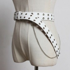 Donna Simil Similpelle Cintura Cintura Occhiello Metallo Catena Punk Gotico