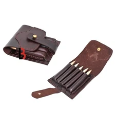 Cow Leather Cartridge Pouch Hunting Rifle Cartridge Holder 5 Round Ammo Wallet