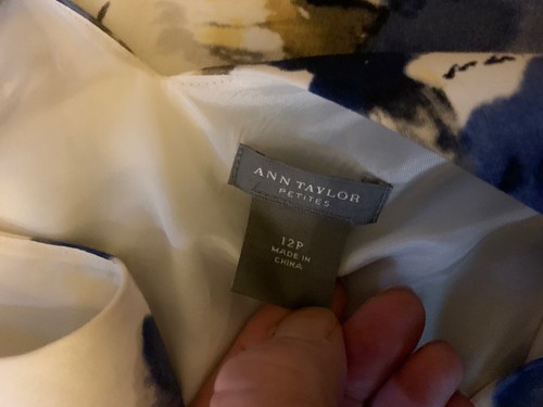 Ann Taylor Petites geblümt blau weiß multi Größe 12 P - Bild 9 von 10