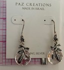 NWT Or Paz Sterling Silver 925 Leaf Clear Quartz Dangle Earrings Made Israel PZ — photo 3