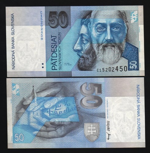 Slovakia 50 KORUN P-21 1993 PreEuro Alphabet UNC Slovakian St.Cyrill Church NOTE - Picture 4 of 6