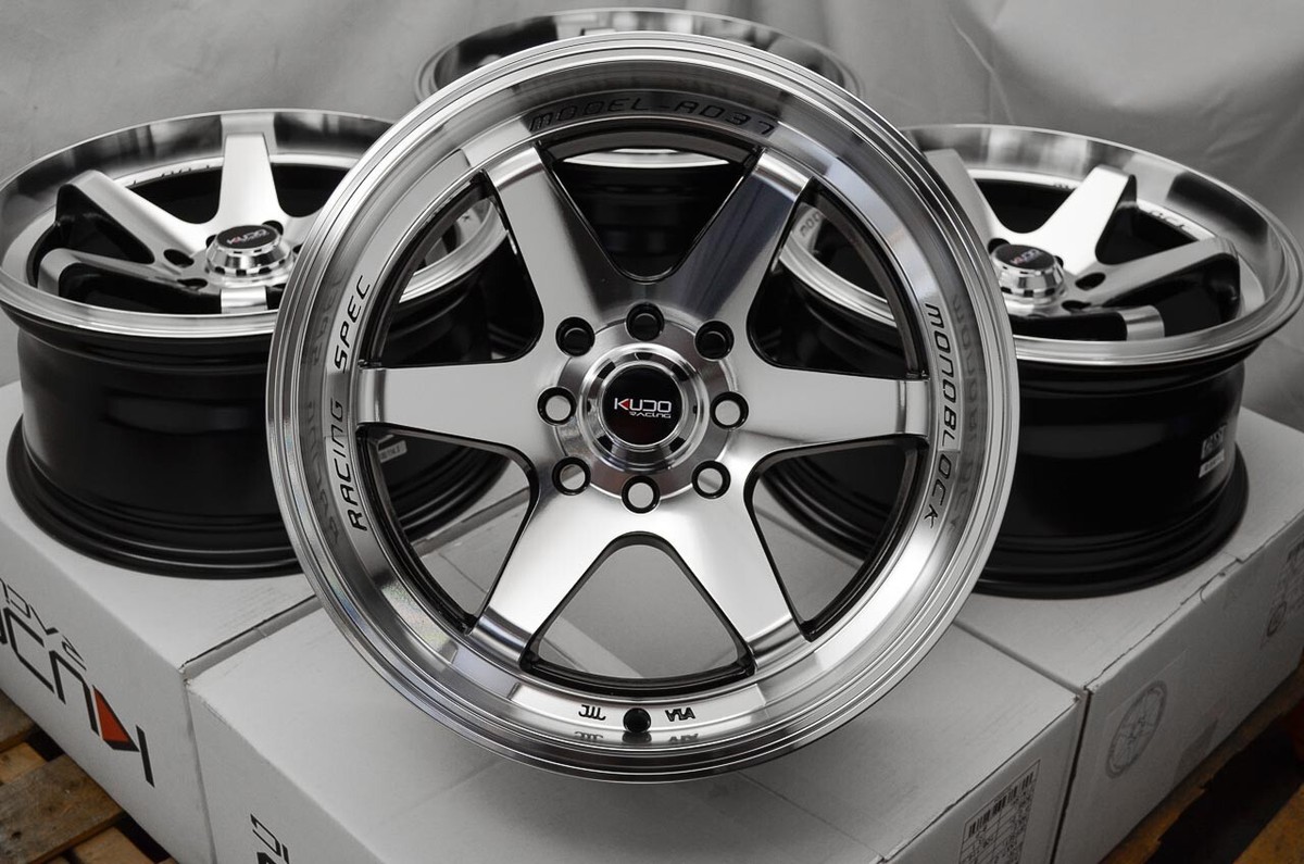15x7 Wheels Rims Black Polish Toyota Yaris MR2 Corolla Fortwo