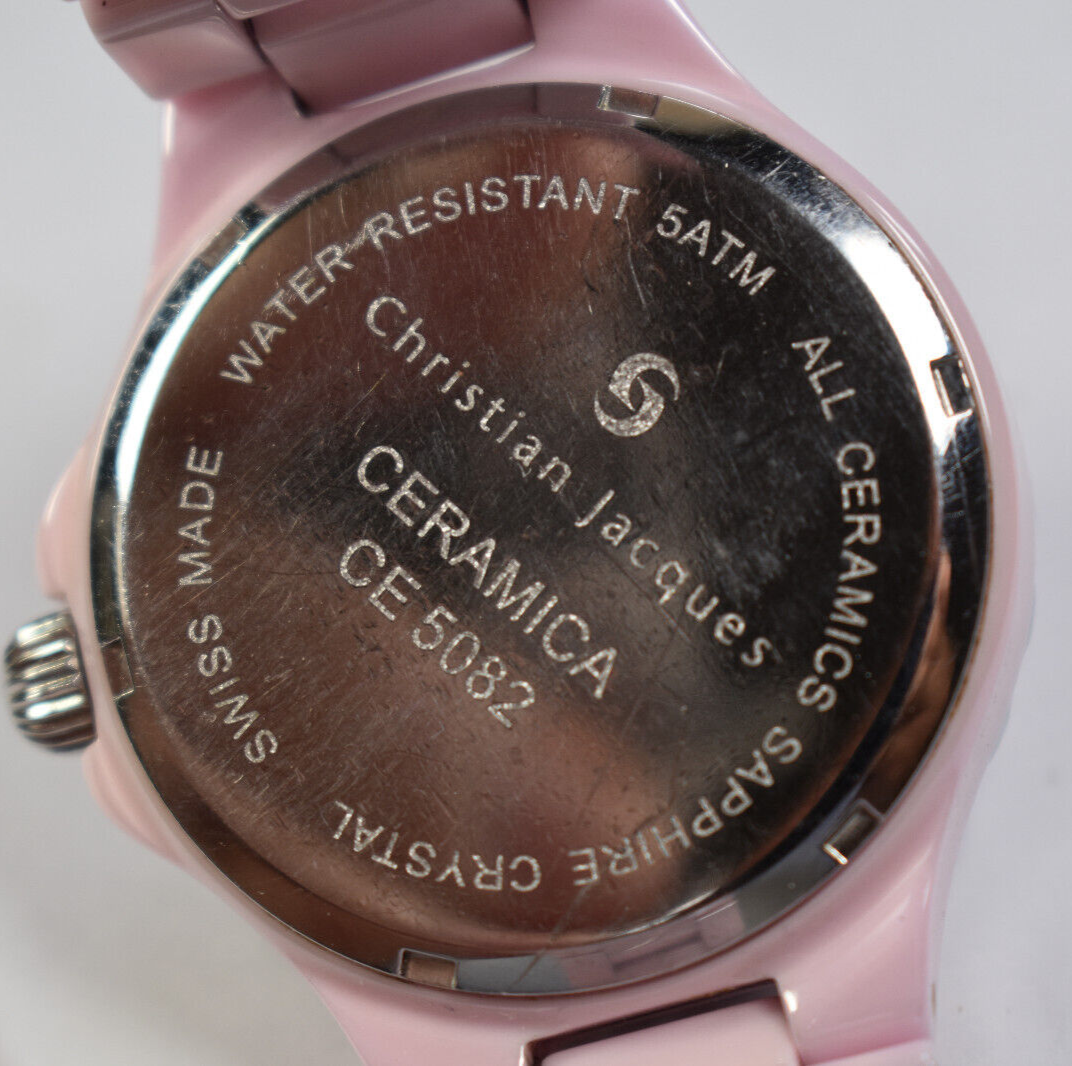 Christian Jacques Swiss Women's Pink Ceramica Watch Saphire