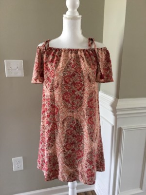 madewell silk paisley dress Women's Silk Cold-Shoulder Dress in Watercolor Paisley - Size XS