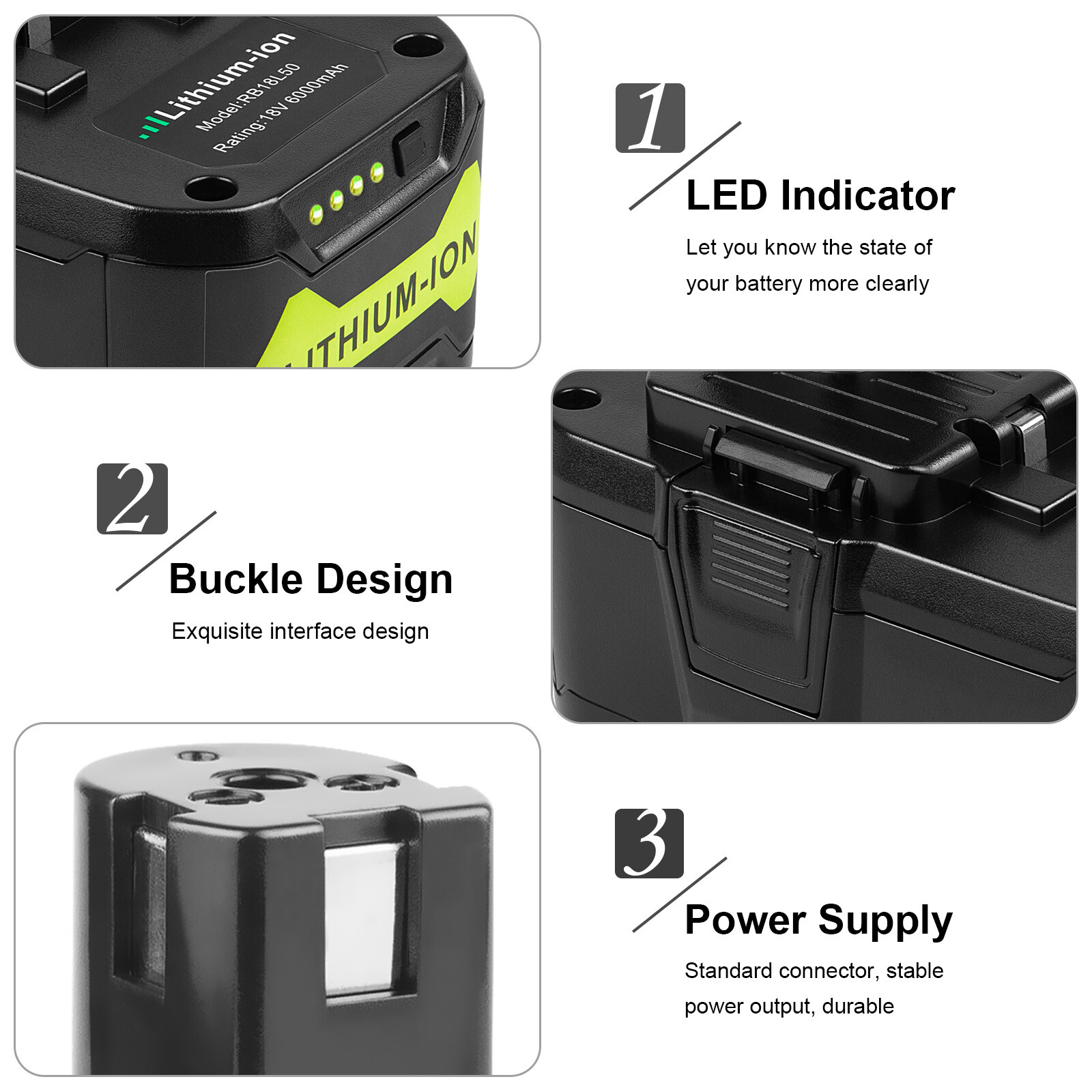 2X 18V 6.0Ah Lithium Battery For Ryobi One Plus P108 P107 P780 RB18L50 RB18L26 — image 16