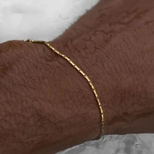 2 Colors Men Women 18K Gold Plated Thin Fancy Chain Bracelet Bangle 3 Lengths