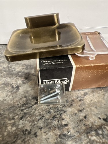 Hall Mack Soap Dish HM-622AB Brand New Plastic Insert & Hardware Antique Brass - Picture 6 of 10