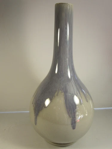 VTG Royal Haeger Hickman Blue Dripping O/ Gray High Gloss Art Pottery Vase R-417