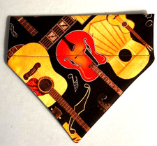 Over Collar SlideOn Pet Dog Cat Bandana Scarf GUITARS  SMALL/ MED
