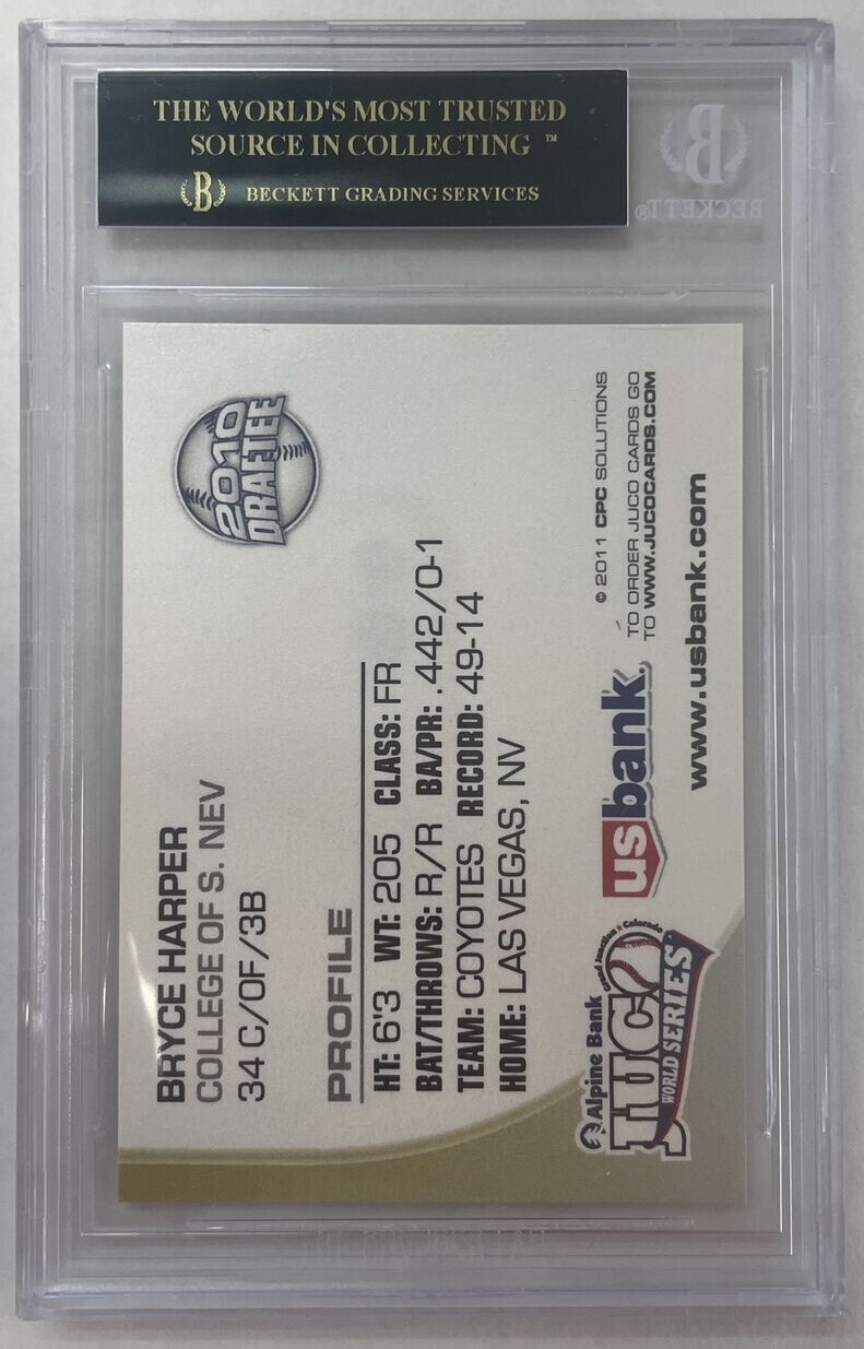 2011 Juco World Series 1 Bryce Harper BGS 10 Black Label Pristine eBay