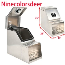 25''×28''×15'' Aluminum Side Mount Semi Truck Storage Tool Box w/Saddle Step