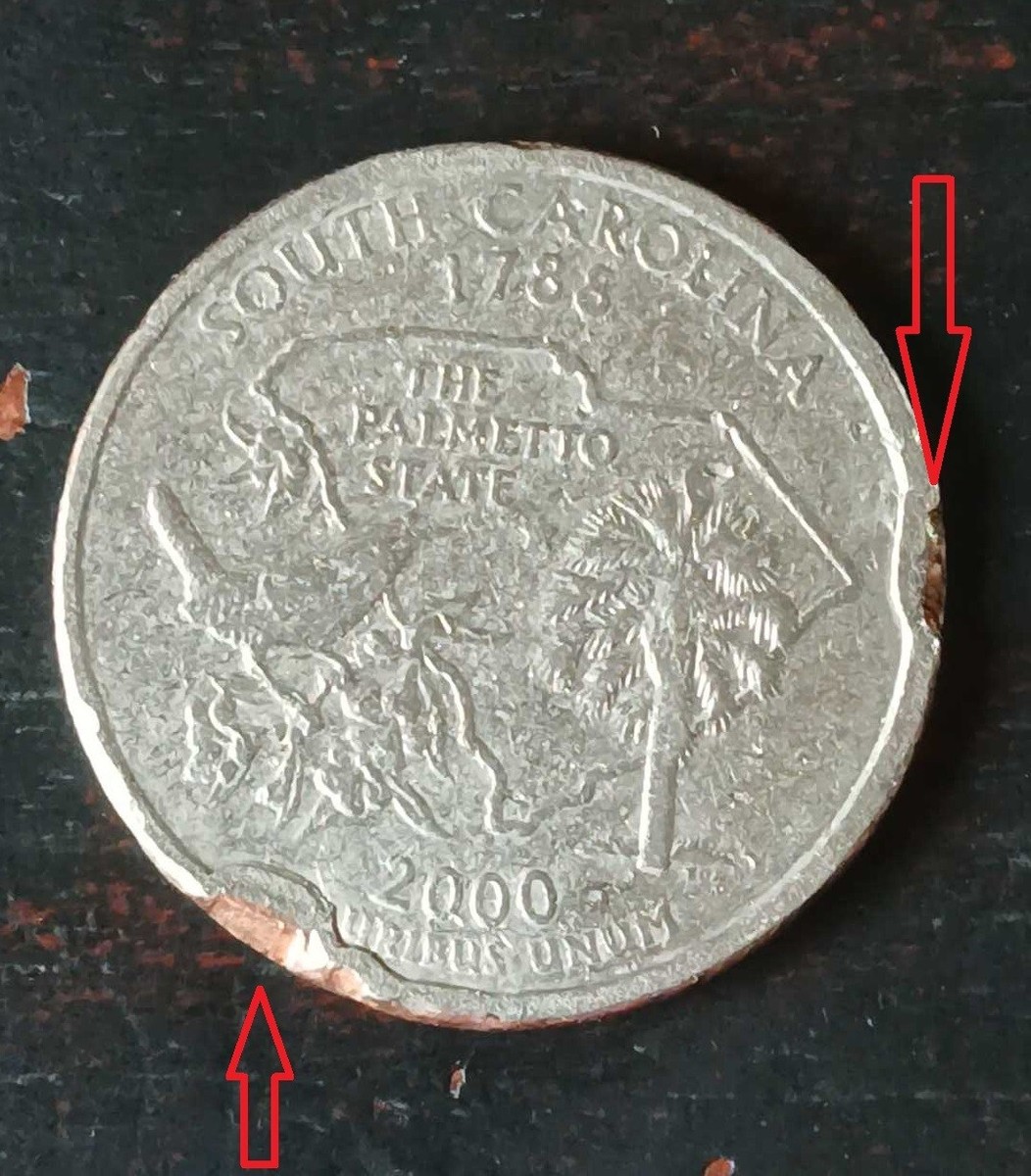 2000 D South Carolina Quarter ERROR Rim Clips & Cuds & Missing