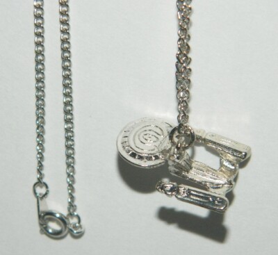 Star Trek: The Next Generation Enterprise 1701-D Ship SILVER Metal Necklace, NEW