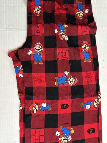 Super Mario Men's Buffalo Red/Black Plaid Mario Lounge Sleep Pajama Pants #88147 - Picture 2 of 5