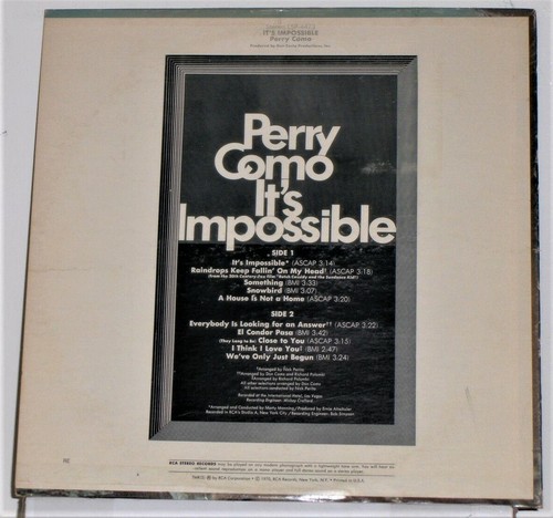 Perry Como - It's Impossible - 1970 Vinyl LP Record Album - Picture 2 of 2