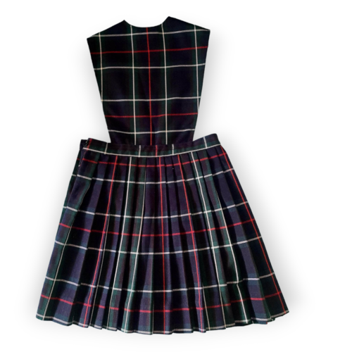 Schoolbelles Girls V-Neck Pleated Green Plaid Jumper Uniform Size 6x Made in USA - Picture 2 of 4