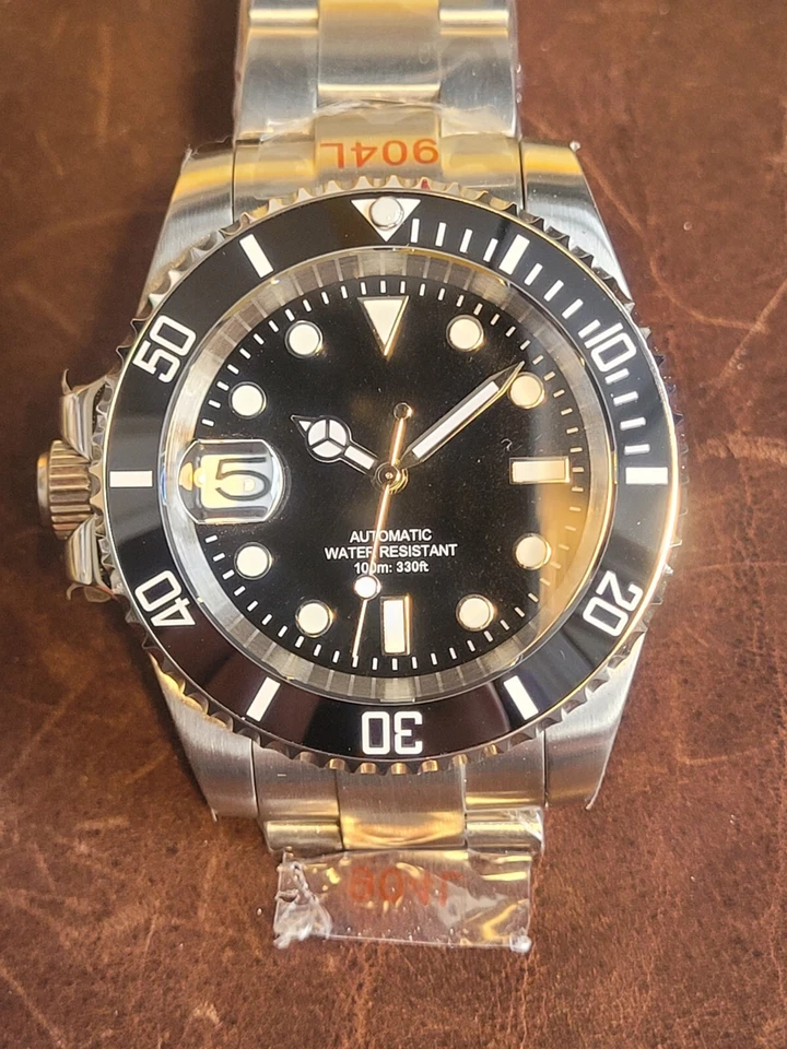 Reloj de buceo automático de lujo para zurdos 40 mm negro NH35 Seiko TMI movimiento 10 atm WR Foto 2 de 4
