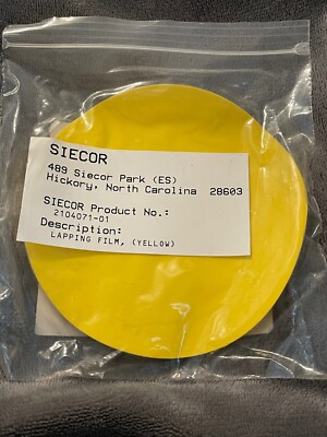 New Lot of 15 Siecor Lapping Film Yellow 5'' Disc Adhesive Backing 2104071-01