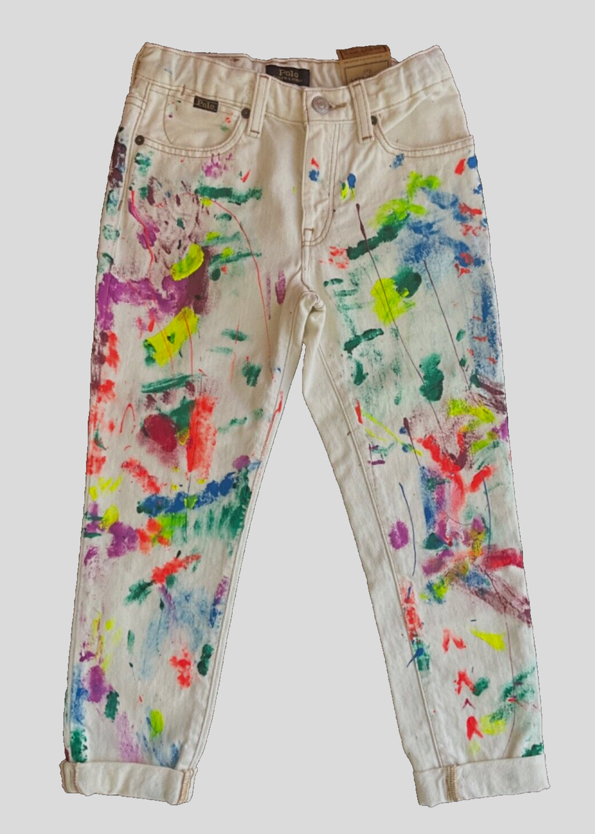 Polo Ralph Lauren Girl Whit Denim Paint Splatter Astor Slim