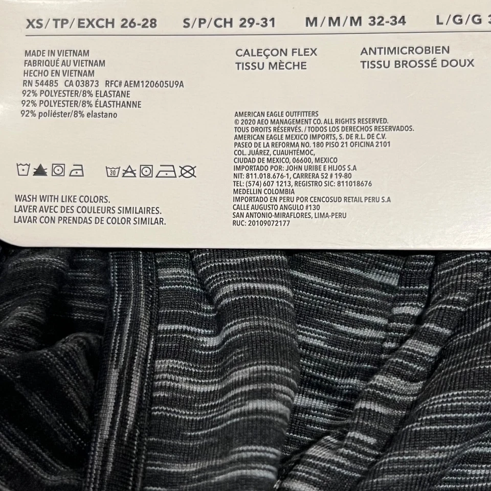 NUEVO CON ETIQUETAS AMERICAN EAGLE Calzoncillo Flex Talla XXXL Negro Gris #44 Foto 2 de 3