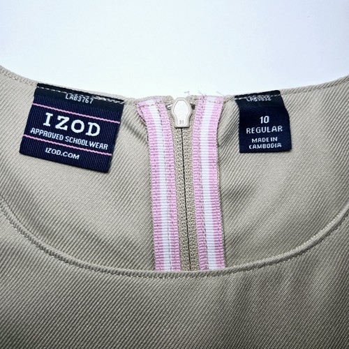 IZOD Jumper Uniform Dress Girls NWT Size 10 Approved School Wear - Khaki Pleated - Picture 3 of 8