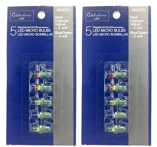Celebrations 11206-71 Micro/5mm Christmas Light Bulbs Multicolored 5-ct (2-PACK)