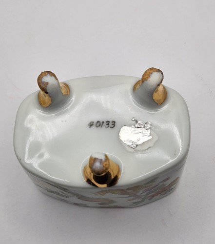 Plato de porcelana vintage con palillo de dientes de flor de mariposa de pavo real - Imagen 8 de 8