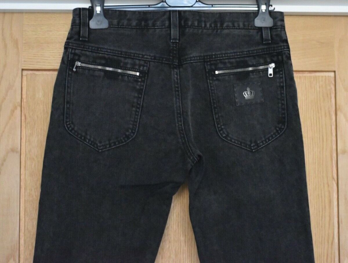 DOLCE & GABBANA MENS Slim Fit Black Jeans with Crown Detail DOLCE & GABBANA MENS Slim Fit Black Jeans with Crown Detail