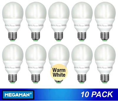 10 x 15W Compact Fluorescent Light Globes Bulbs 2700K Warm White CFL E27 Screw