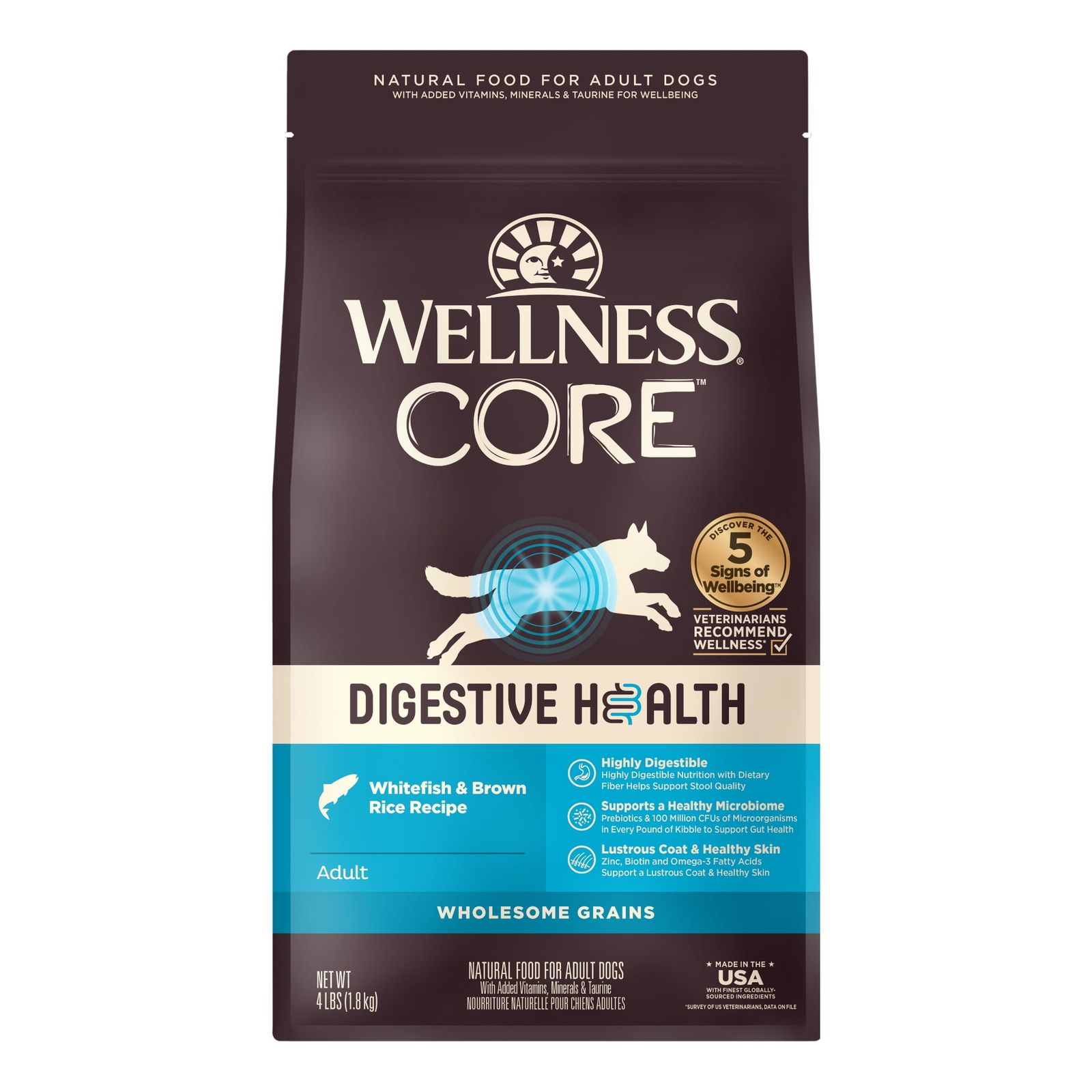 Wellness CORE Digestive Health Dry Dog Food, Whitefish & Brown Rice Dry Dog Food
