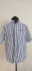 Faconnable Mens Casual Summer Cotton Shirt Short Sleeve Blue Striped Size XL