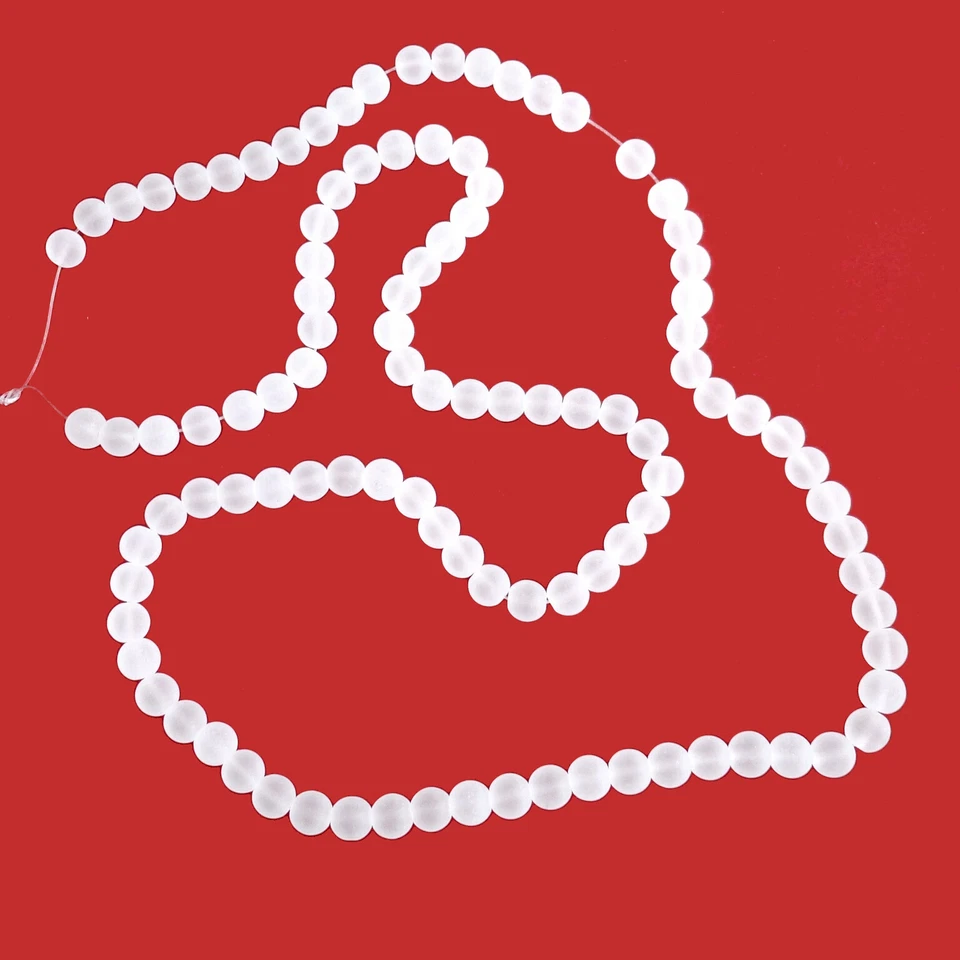 Glasperlen Frost rund ca. 7,5 mm weiß ca. 105 Perlen Spacer nenad-design S67 - Bild 2 von 4