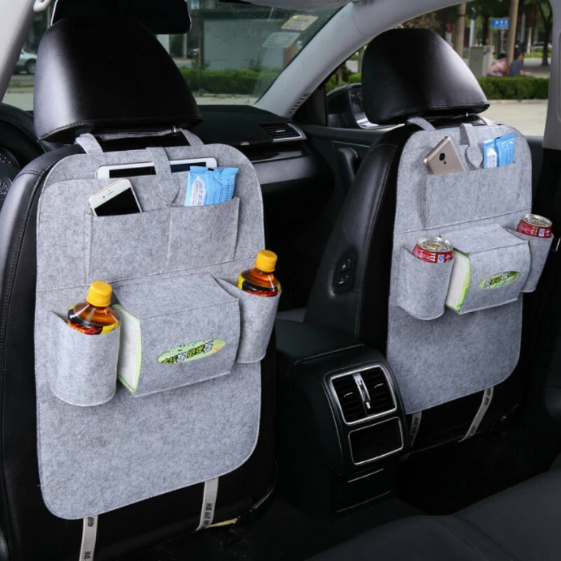 Bolsa de almacenamiento de asiento de fieltro para automóvil organizador de asiento trasero alfombrillas almohadilla tazas soporte bolsillos Foto 4 de 4