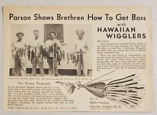 1946 Print Ad Fred Arbogast No. 2 Hawaiian Wiggler Fishing Lure Made in Akron,OH