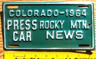 Item photo. Show Listing Details page. Listing 1964 Colorado Press Car License Plate Number Tag