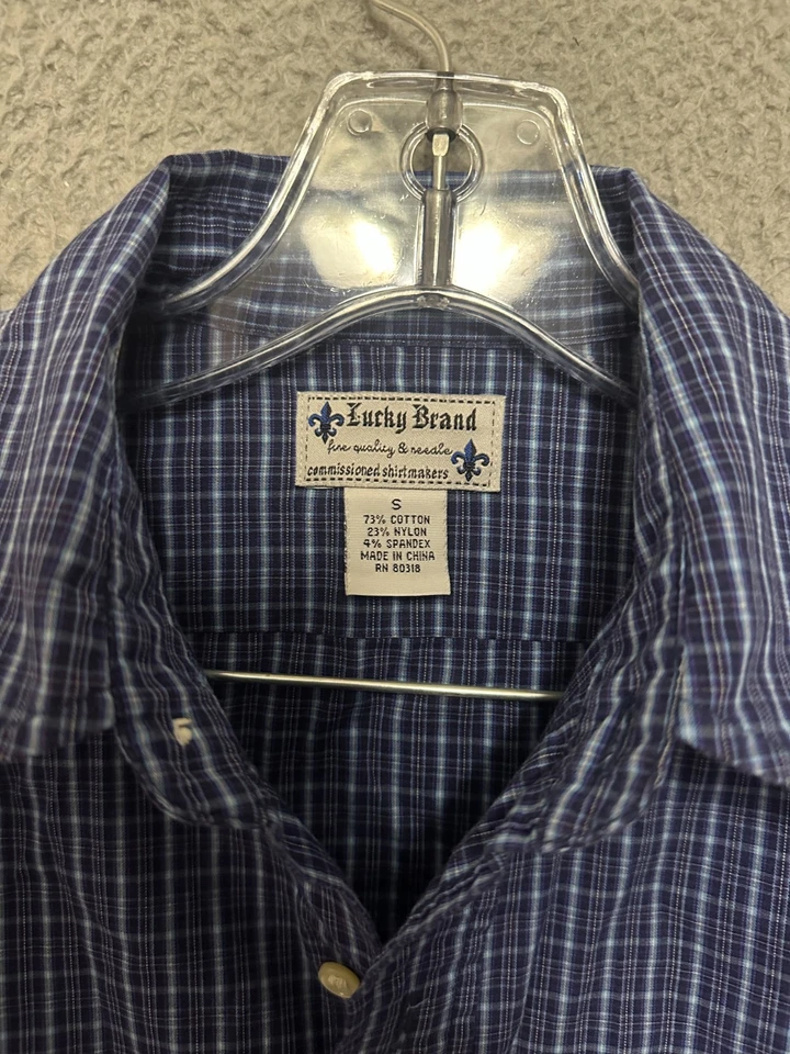 Lucky Brand Boys Shirt button up Size Small Blue Plaid Kids Youth Cotton - Image 2 of 4