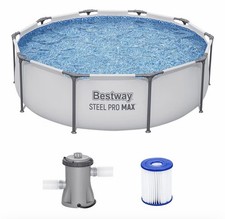 Juego de piscina Bestway Steel Pro MAX 10' x 30" con marco gris con bomba de filtro y cartucho