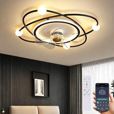 50cm Modern Fan Lights Flush Mount LED Ceiling Light Kit with APP Remote Control