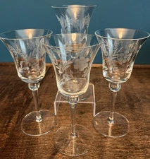 Vintage Beautiful Set Of 4  Colony Danube Wine Goblets 7.25” ~ Excellent!