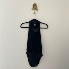 Reiss High Neck Sleeveless Velvet Bodysuit M